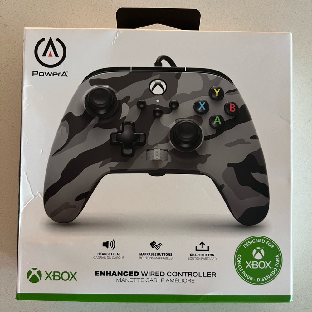 Brand NEW PowerA XBOX Wired Controller in Army Grayscale.